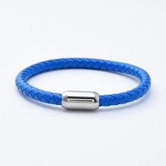 Simple Classic Leather Rope Chain Charm Bracelet Stainless Steel Unisex Jewelry