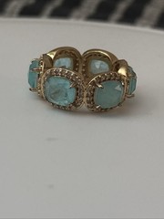 Bomb Party Resort Wear Ring Size 5 🦄UNICORN🦄 Aquamarine CZ On Gold Plating