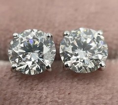 1Ct Lab Created Diamond Solitaire Round Cut Stud Earrings 14K White Gold Plated