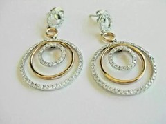 3Ct Round Cut Simulated Diamond Drop/Dangle Earrings In 14K Two Tone Gold Plated