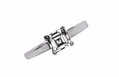 925 Silver Solitaire Square Asscher Cut 1.0 Carat Engagement Wedding Ring