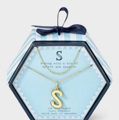 14k Gold Dipped Cubic Zirconia Duo Necklace – Letter S – A New Day