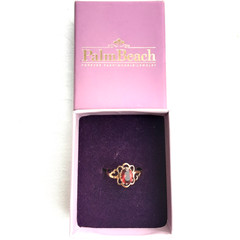 Palm Beach Jewellery Gold Toned Ladies Red Stone Set Ring Size P Boxed
