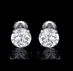 6.00 CT ROUND CUT FL/D LAB CREATED EARRINGS 14K WHITE GOLD SCREW-BACK 9MM GIFT
