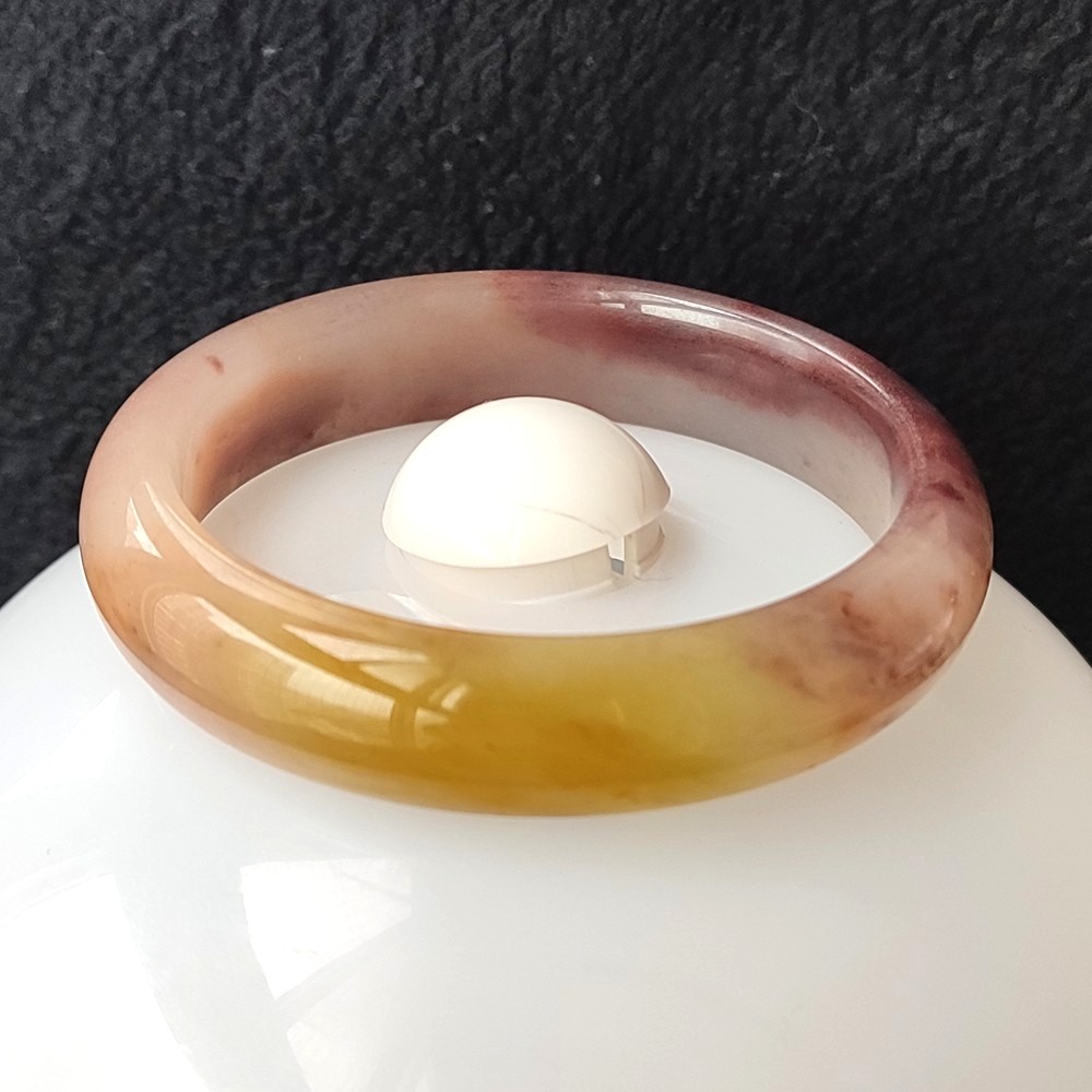 56mm 100% Natural Grade A Multicolor Golden Silk Jade jadeite Bangle Bracelet