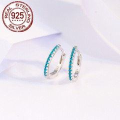 14mm 925 Sterling Silver Small Huggie Hoop Earrings Women Cubic Zirconia Jewelry