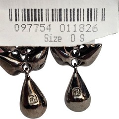 Givenchy Angel Earrings Dangle Hematite Tone Black Clear Crystal Rhinestones