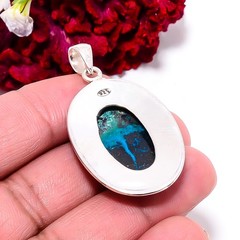 Chrysocolla – Peru Designer Handmade 925 Sterling Silver Pendant 1.83″ P99537