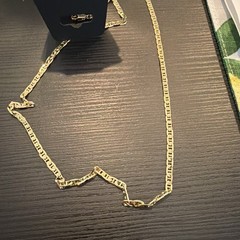 Figaro Chain Necklace Yellow Gold Plated Metal, Lobster Clasp, Gold Tone