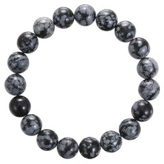 Snowflake Obsidian Bracelet Smooth Round 8mm 10mm 7.5″ Length