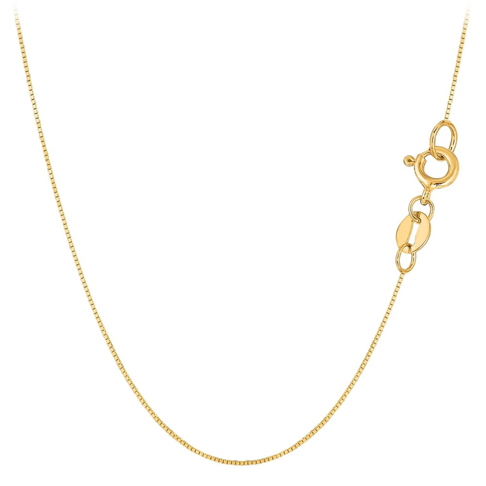 10k Real Solid Gold Mirror Box Chain Necklace, 0.6mm (18 Inches, Yellow Gold)