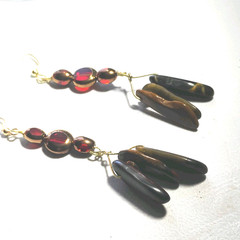 Prosperity stone Brown tigers eye red electroplate glass Dangle Drop gold