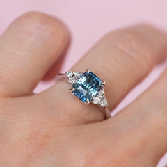 Blue Topaz Ring Moissanite ring 925 silver ring Wedding Ring Gift For Her
