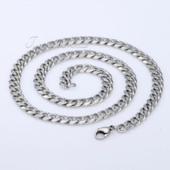 7mm Mens Boys Chain Curb Cuban Link Silver Tone Stainless Steel Necklace 16-36″