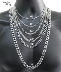 Stainless Steel 316L Chain Cuban Curb Women Men 16-36″ Necklace Jew 3/5/7/9/11mm