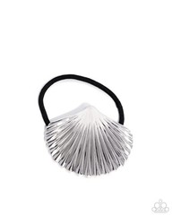 Paparazzi Short Seashell – Silver- Textured Seashell – Elastic Hair Tie