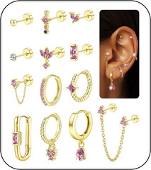 20G Helix Piercing Jewelry Flat Back Cartilage Earrings for Women Surgical Stain