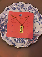 Gold Tone Rectangular Aries ♈️ Sign Pendant Necklace Cable Chain, No Gemstones