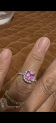 White Gold Pink Cushion-Cut Stone Halo Band Ring, Size 6 Pre-Owned