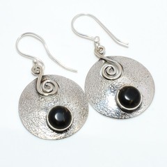 Copper Black Turquoise Gemstone Silver Handmade Earring 1.68″ A345