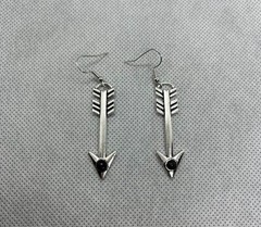 Silver Arrow Semi Precious Stone Dangle Earrings Turquoise Black Ivory