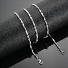 Round Box Chain Stainless Steel Necklace Silver Men Women 16″-32″ Deziloo