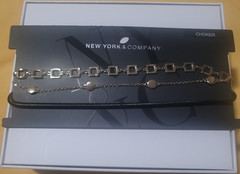 New York & Company Silver Tone Chain Choker Necklace Metal No Stone