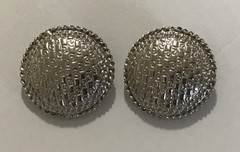 Vintage Silver Tone Button Style Clip On Earrings Signed Jewels By Julio