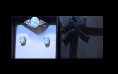Exquisite White Fire Opal CZ Ring Size 9.5 & Earrings Set