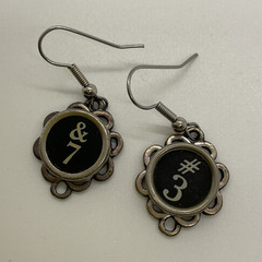 typewriter key 7 & 3 Dangle/Drop Earrings Metal Hook Closure No Stone