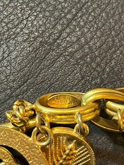 CHANEL Bracelet Bangle AUTH Coco Mark chain Logo Vintage Rare Gold Icon F/S