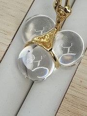 Baccarat Crystal Ball Trio Clear Pendant & Clip On Earrings Set 18K 750 France