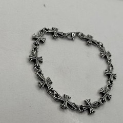 20 Cm Plated Silver Alloy Linked Cross Bracelet Gothic Grunge Streetwear Jewelry