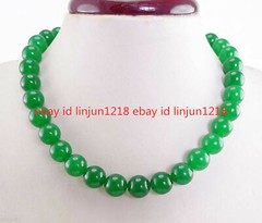 Beautiful Natural 8mm 10mm 12mm Green Jade Round Beads Necklace 18-36″ AAA