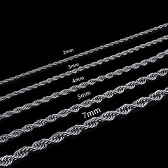 2/3mm 316L Stainless Steel Women Men Rope Chains Necklaces 18/20”