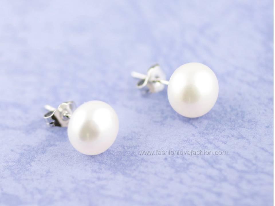 Pierced Faux,Imitation Pearl Round Stud Earrings White,Cream White,8mm to 14mm