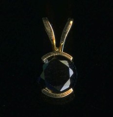 14K Fine Solid Yellow Gold 5mm Round Black Crystal CZ Solitaire Pendant (UV