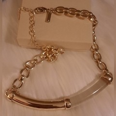 WHBM Lucite Gold bar Designer statement NECKLACE 16in to 20in