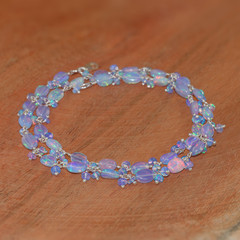 Natural Blue Opal Gemstone Tumble Beads Necklace, Genuine Fire Blue Opal Beads