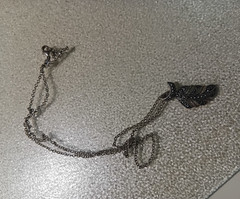 Silver Tone Clear Crystal Leaf Charm Pendant Necklace, Cable Chain, Lobster