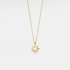 Dainty Gold Sun Charm Layering Necklace in 925 Sterling Silver