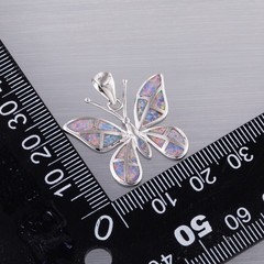 Butterfly Lavender Purple Fire Opal Silver Jewelry Necklace Pendant