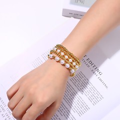 5Pcs Women Girls Gold Tone Boho Stackable Beaded Stretch Bracelets Wedding Gift