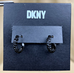 DKNY Extra Small Pave Crystal Black Hoop Earrings NWT Orig $28