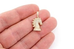 Round Cut Simulated Diamond Fancy Charm Pendant Chain In 14k Yellow Gold Plated