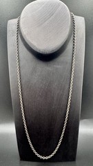 24″ Oxidized Round Cable Chain Sterling Silver 925 Men’s Pendant Necklace 3.5mm