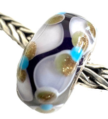 (ONE) Trollbeads Beautiful Dark Purple base SPARKLE Unique BEAD NO.2(Center One)