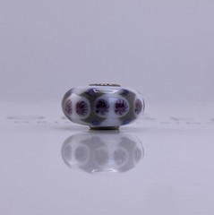 Trollbeads Unique White Gray Purple Glass Bead New Sterling Silver Charm