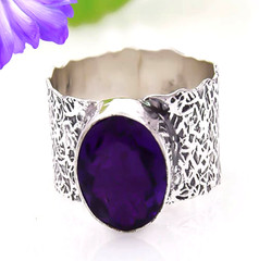 African Amethyst Gemstone Handmade 925 Sterling Silver Ethnic Jewelry Ring
