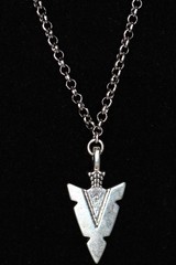 Arrowhead Necklace Silver Pewter Charm 1 1/4″ Pendant 3mm Stainless Chain 18″